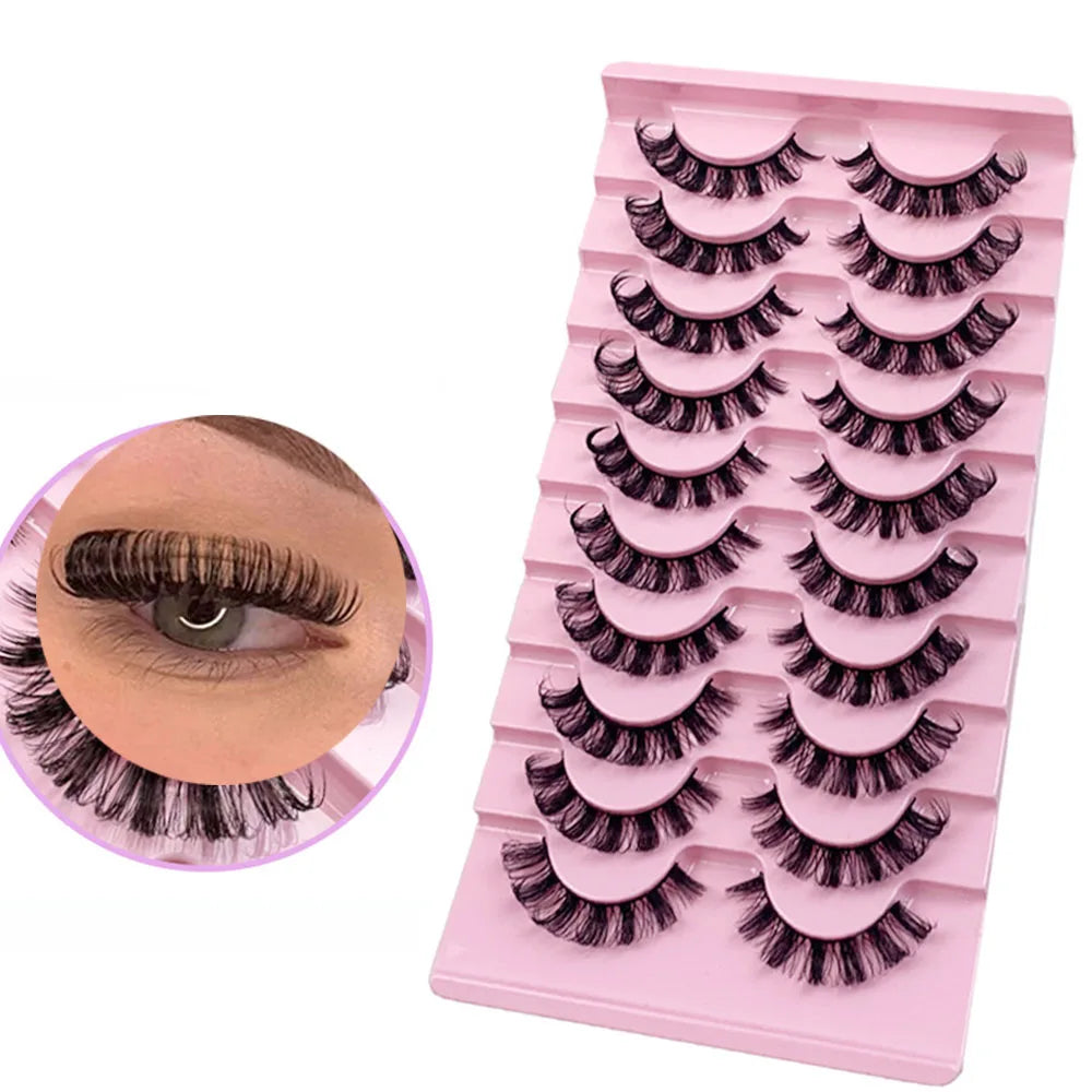 EOEKKY Hot Selling 10 Pairs Russian Volume Wispy Eyelashes – Mixed Styles, Natural Look