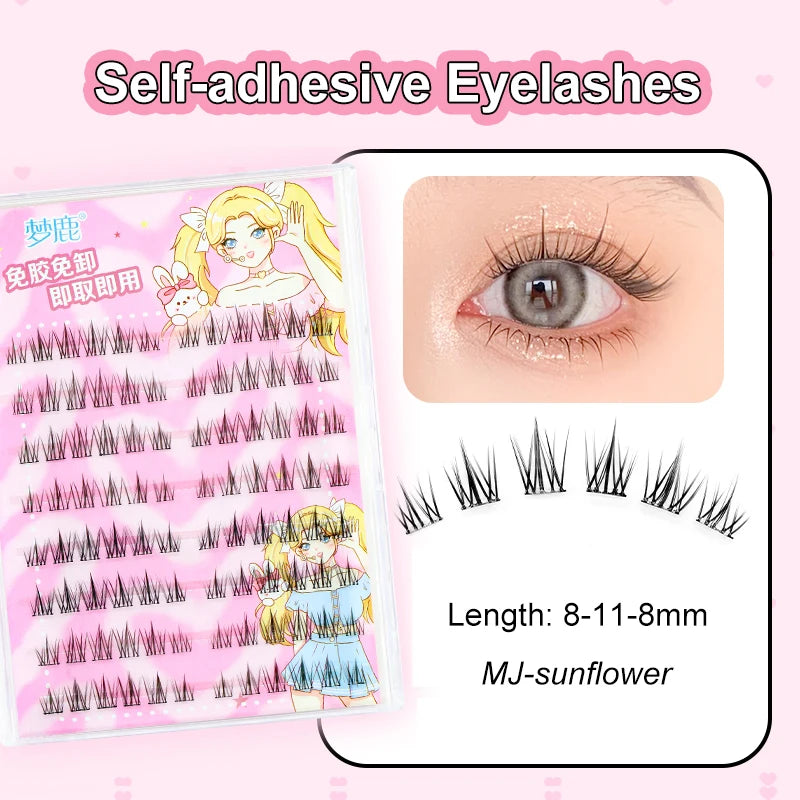 LuxuryGlow Self-Adhesive Eyelash Clusters – No-Glue, Reusable, Natural Look Lashes