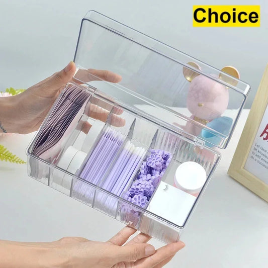 LuxuryGlow Acrylic Eyelash Extension Tool Organizer with Cover – Lash Glue & Tweezer Storage Box