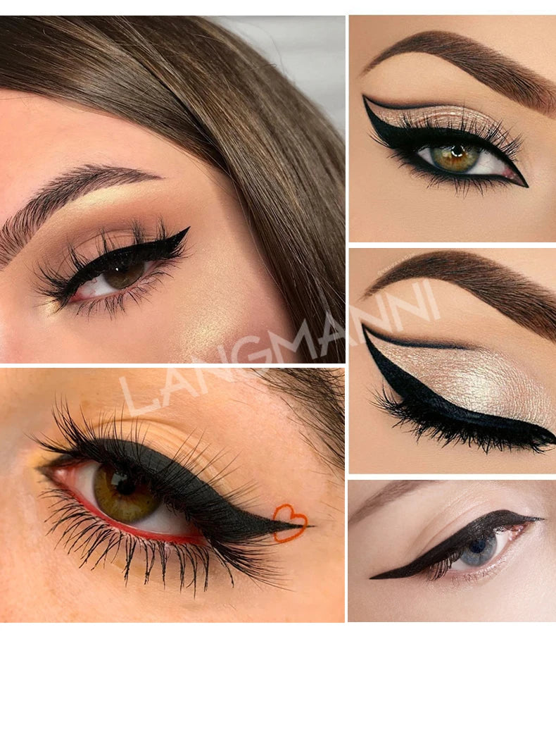 LANGMANNI  Dual-Ended Stamp Eyeliner Pen – 2-in-1 Waterproof & Smudge-Proof Liquid Liner with Wing Stamp