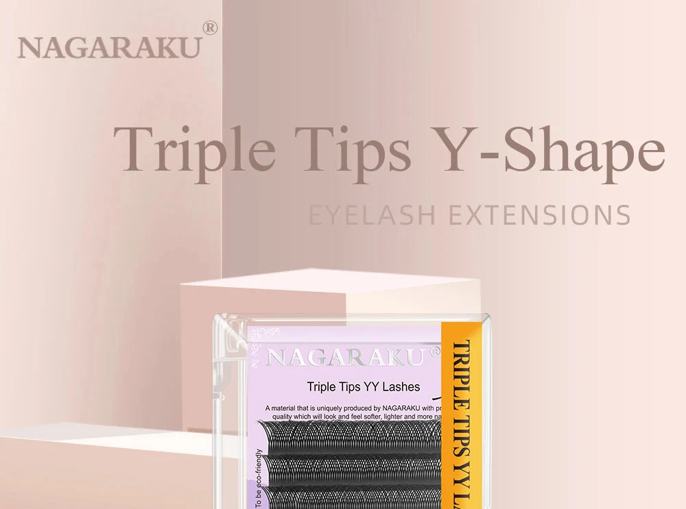 رموش NAGARAKU YY - أطراف مزدوجة وثلاثية، مظهر طبيعي منسوج يدويًا