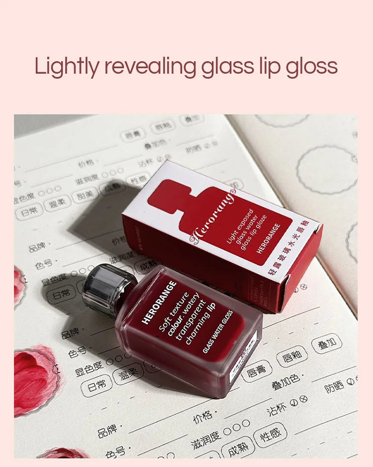 Brillo labial HERORANGE Glass Water | Hidratante, voluminizador y de larga duración