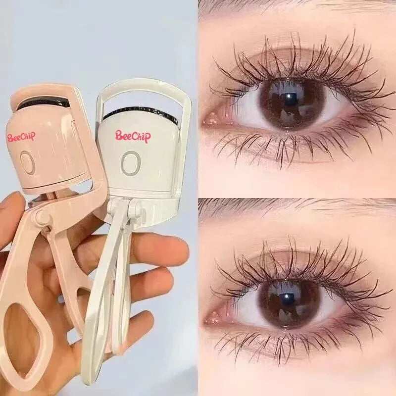 BeeChip Rechargeable Pink Electric Eyelash Curler – Fast Heating & Long-Lasting Curls
