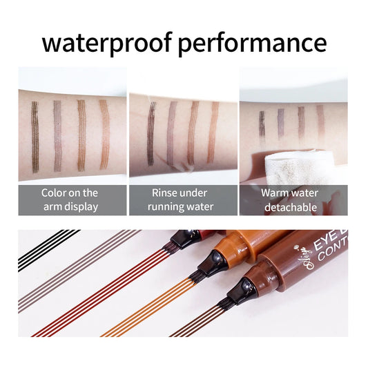 Lápiz de cejas microblading LuxuryGlow de 4 puntas: resistente al agua, duradero y de aspecto natural (5 colores)