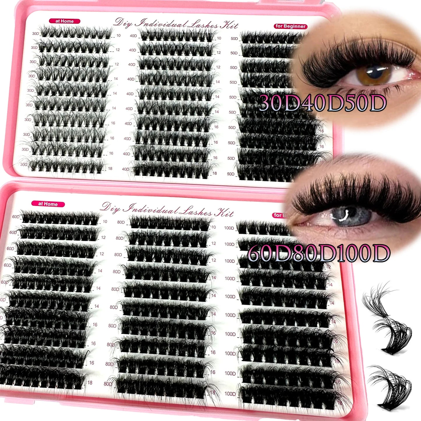 LYBCG 570/640pcs DIY Cluster Eyelash Extensions – Thick, Fluffy & Winged Look