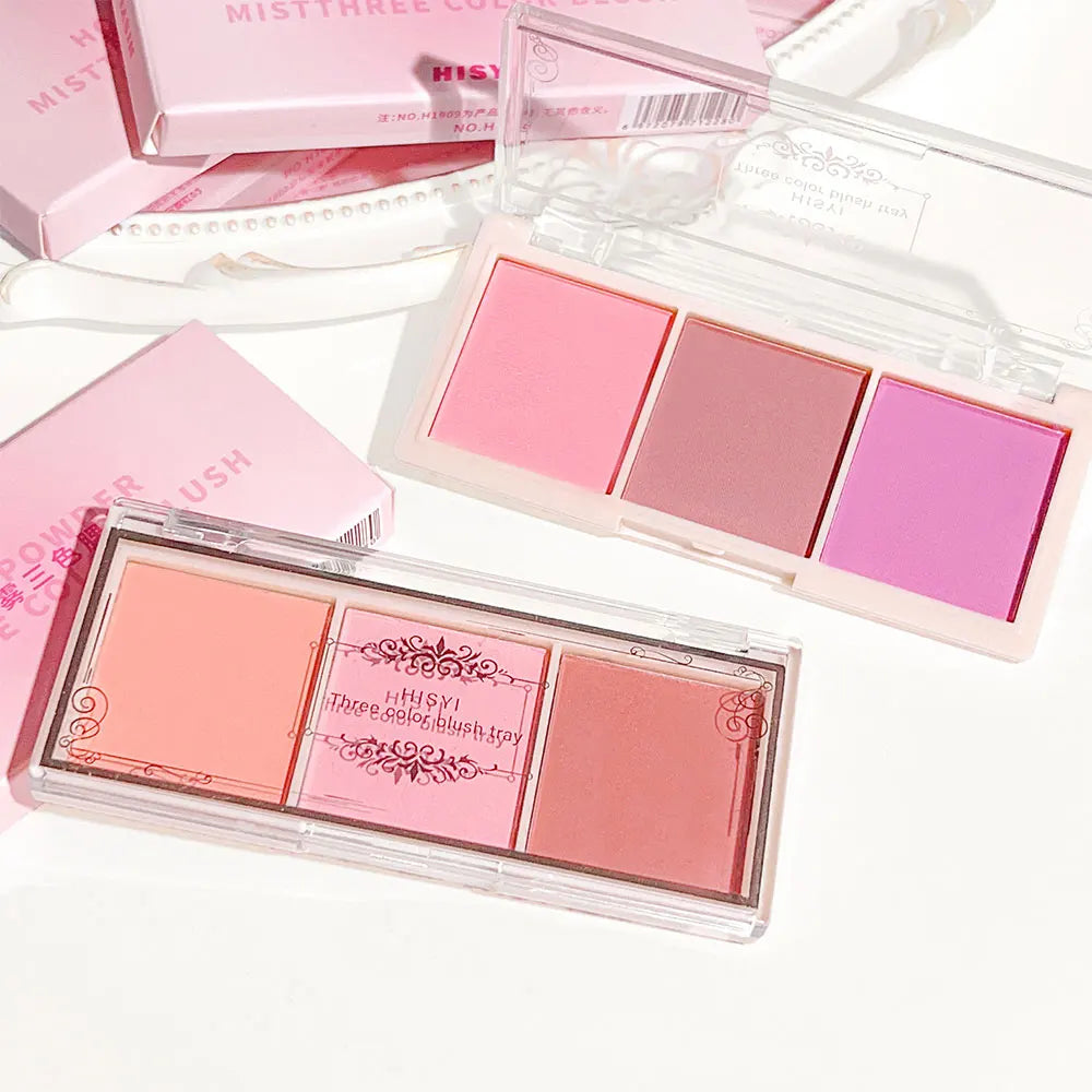 HISYI 3-Color Matte Blush – Long-Lasting, Natural Finish, Non-Cakey