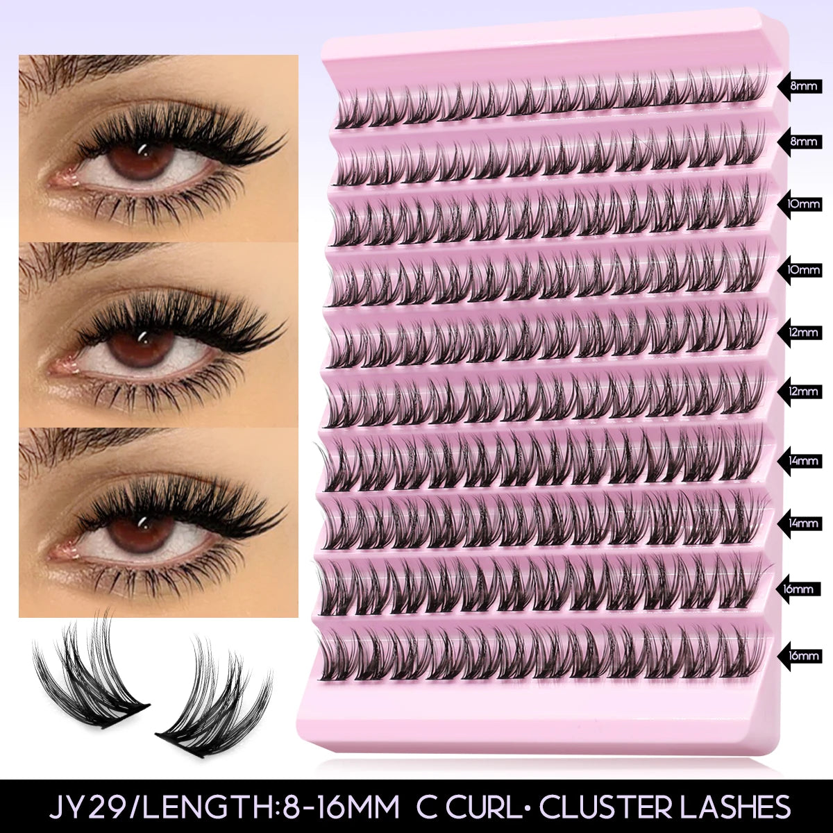 GROINNEYA DIY Lash Extension Kit – Individual Cluster Lashes with Glue & Remover (Natural Look)