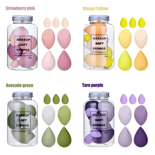 LuxuryGlow 7-Piece Gradient Makeup Sponge Set with Egg Carton Storage Box – Soft & Reusable