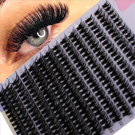 رموش JPNPL MJ 40D Cluster Lashes، 14 صفًا، 280 قطعة، مزيج من 9 إلى 16 مم، كثافة طبيعية
