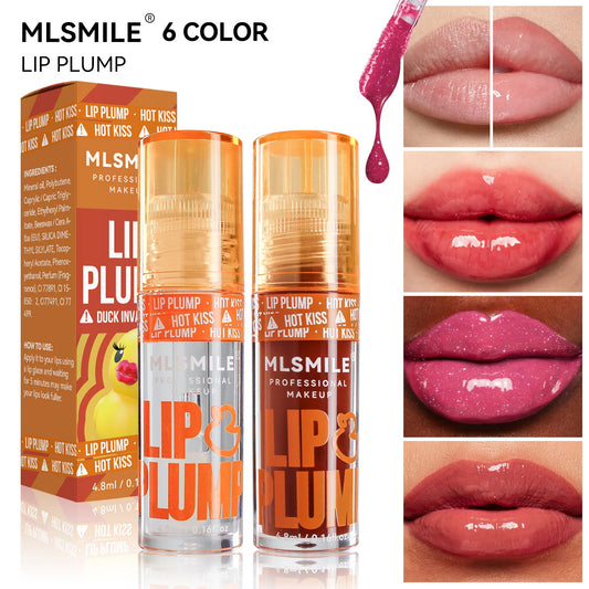 MLSMILE Aceite hidratante para labios con efecto voluminizador de pato: brillo hidratante de larga duración