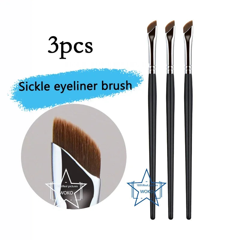 WOKO Ultra-Thin Precision Blade Eyeliner & Eyebrow Brush – White Wooden Handle
