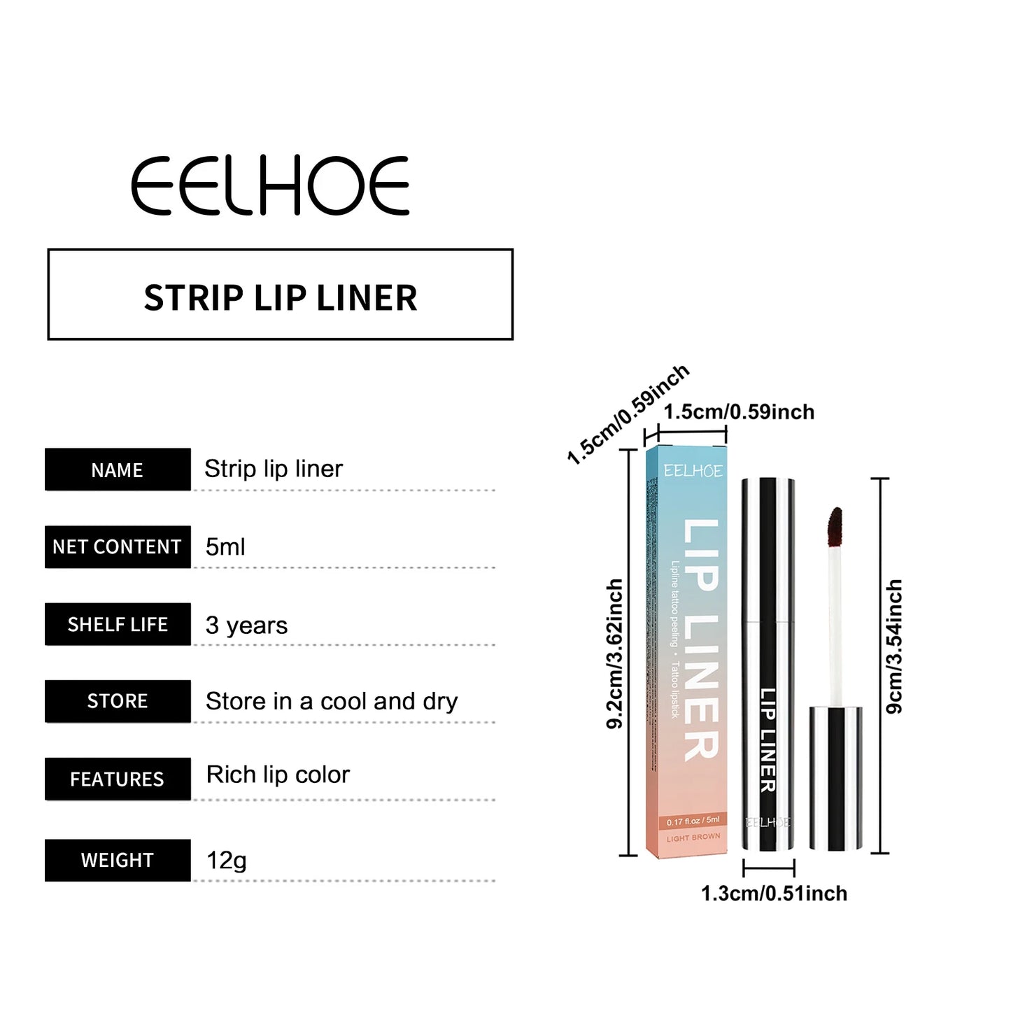 Delineador de labios despegable EELHOE: resistente al agua y duradero, con efecto tatuaje.