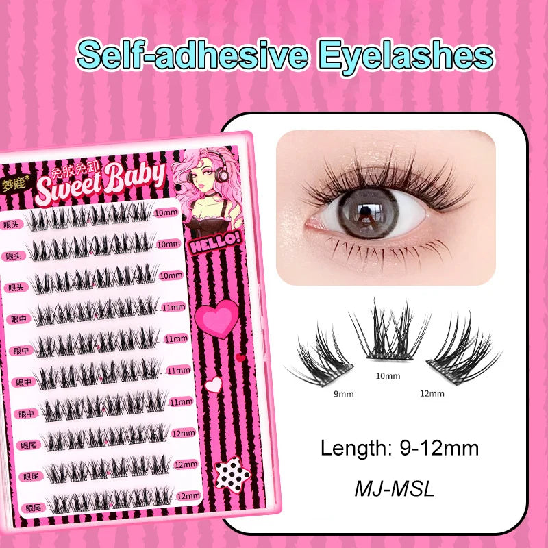 LuxuryGlow Self-Adhesive Eyelash Clusters – No-Glue, Reusable, Natural Look Lashes