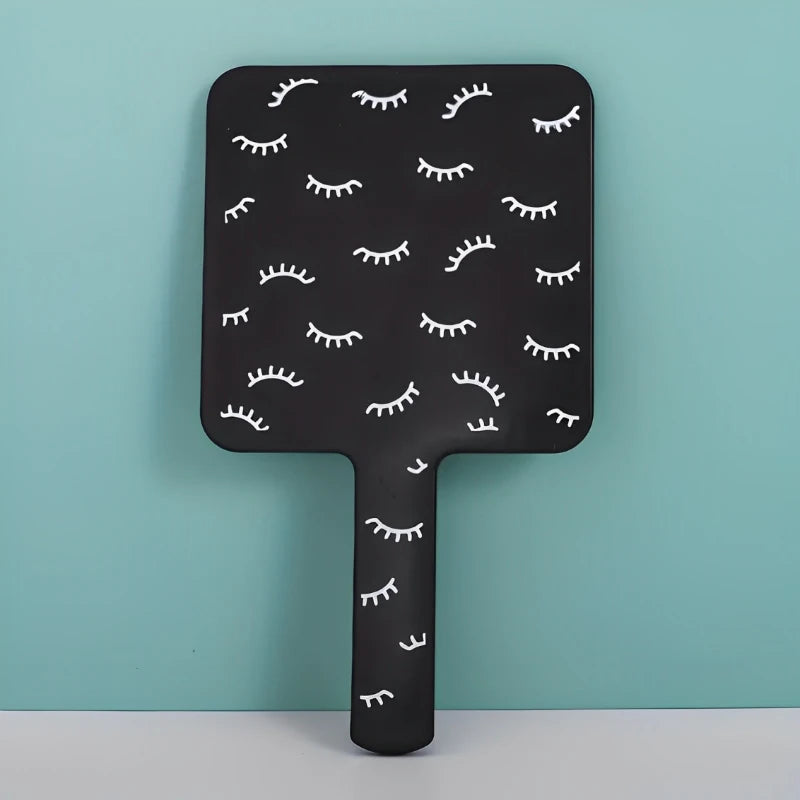 مرآة مكياج مربعة محمولة باليد من HMQ Beauty لتمديد الرموش - مرآة زينة عالية الدقة بمقبض