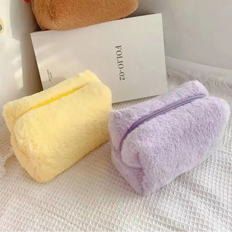 LuxuryGlow Soft Plush Makeup Bag – Stylish, Spacious & Travel-Friendly Cosmetic Organizer
