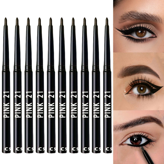 LuxuryGlow 10PCS Long-Lasting Black Eyeliner Pencils – Waterproof, Smudge-Proof & Twist-Up Design