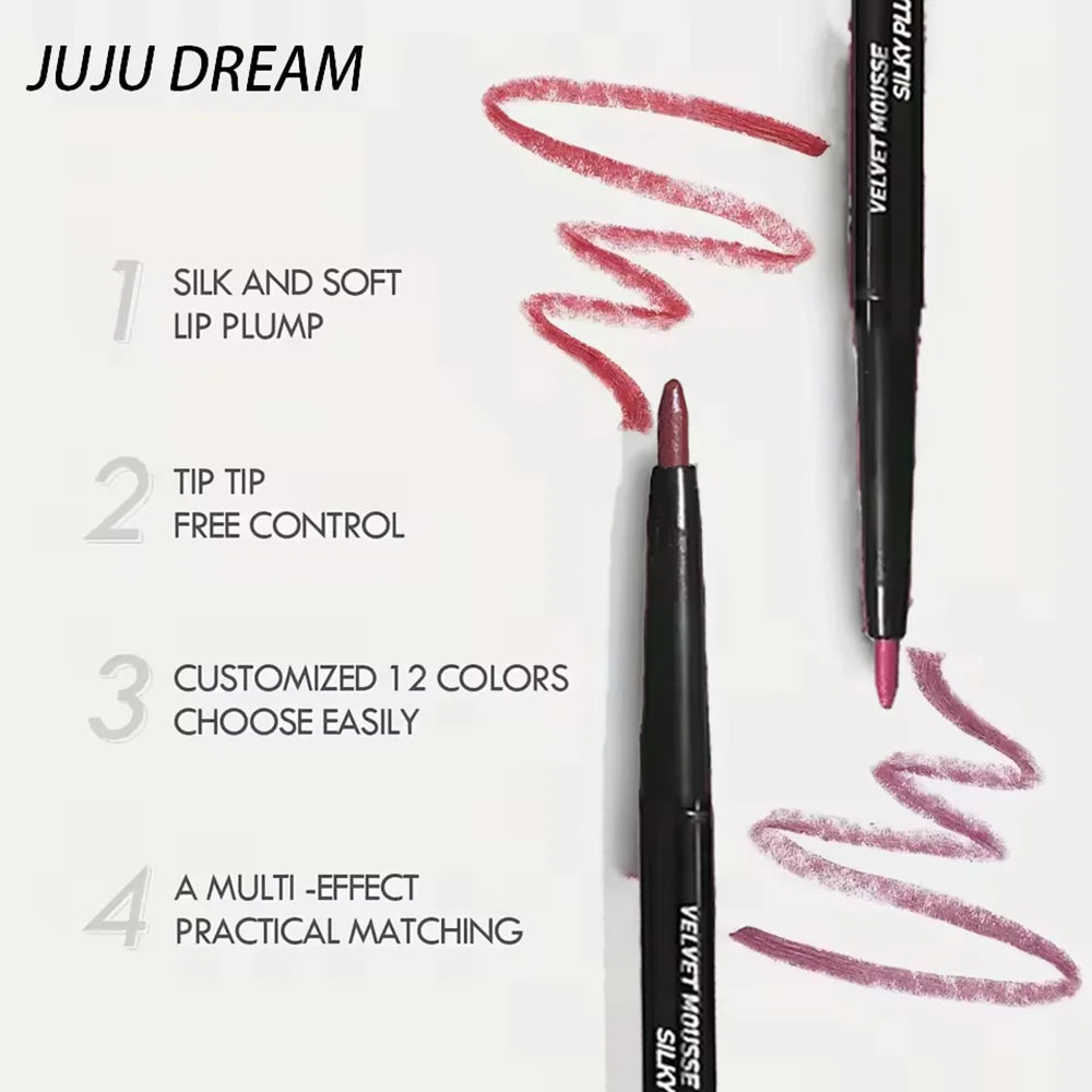 Lápiz delineador de labios mate a prueba de agua LuxuryGlow: 5 tonos duraderos y resistentes a las manchas para un contorno y una definición de labios perfectos.