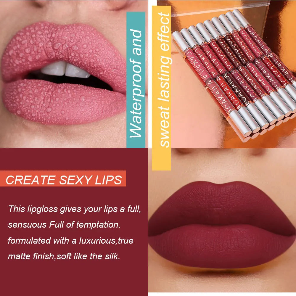 CAKAILA 10pcs Matte Nude Lip Gloss Set – Waterproof, Long-Lasting Lipsticks
