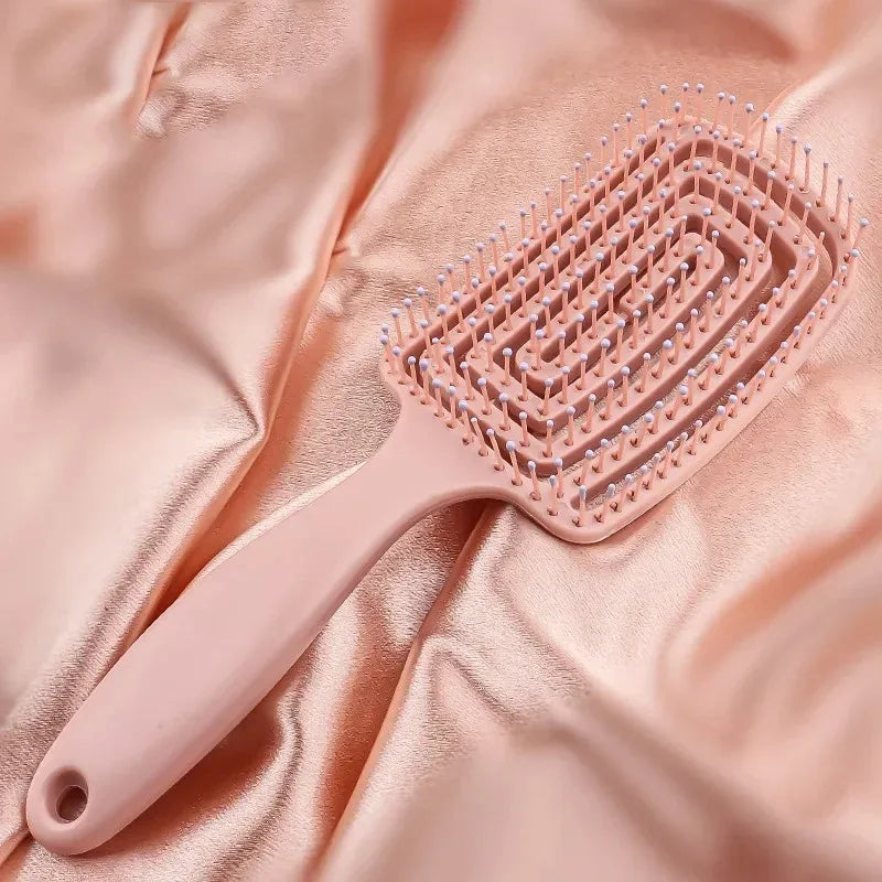 Peine masajeador antiestático LuxuryGlow: cepillo desenredante para cabello húmedo y seco