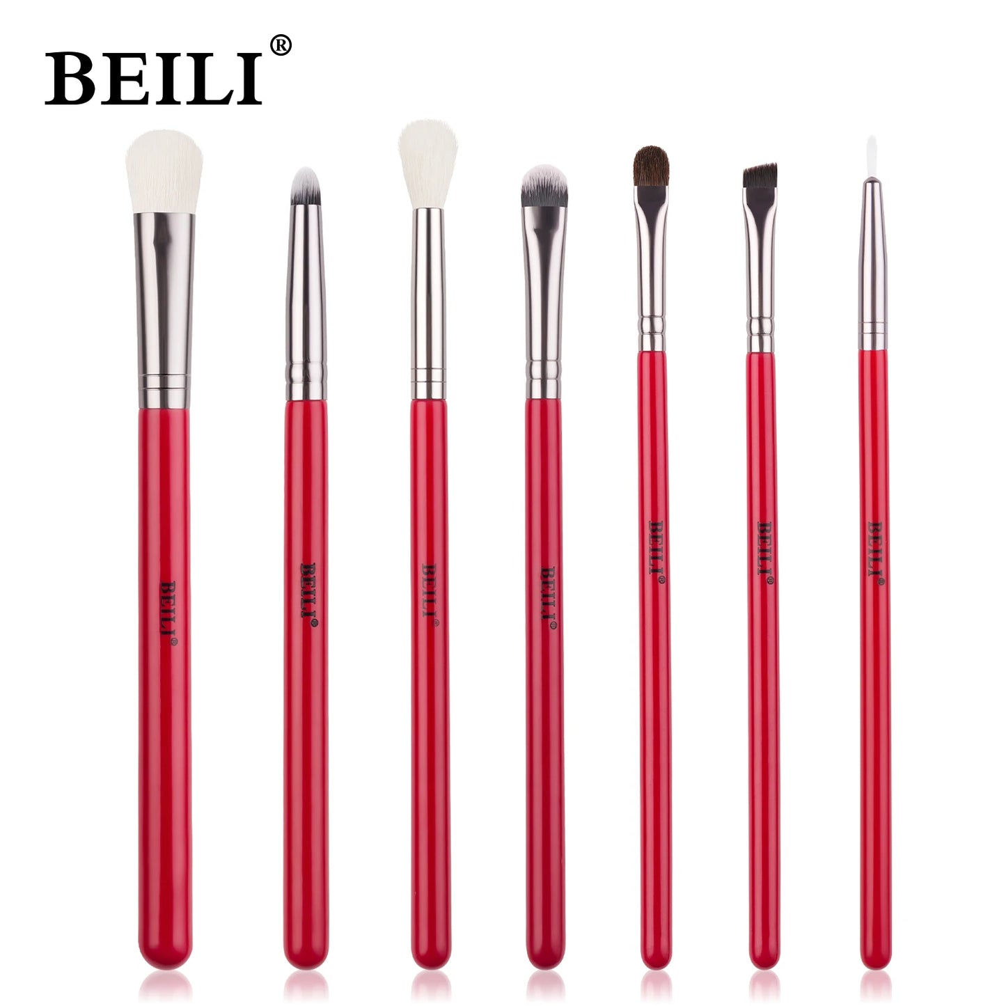 BEILI Red Eye Makeup Brush Set – 7/12/28/30 pcs Professional Natural Hair Kit