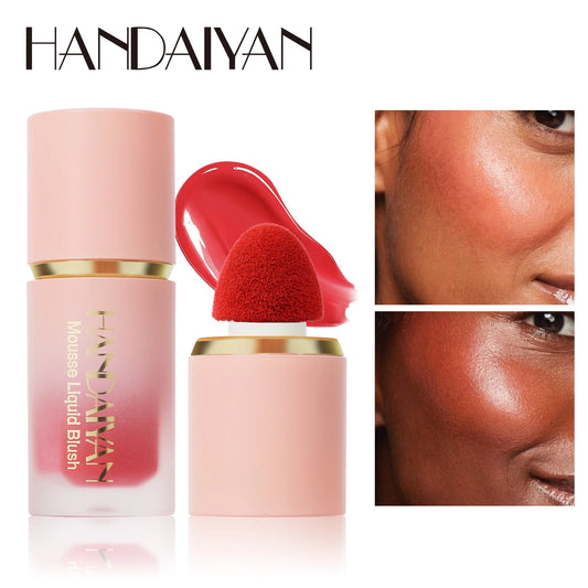 HANDAIYAN 6-Color Matte Liquid Blush – Long-Lasting, Waterproof with Sponge Applicator