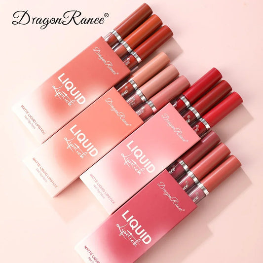 LuxuryGlow - Set de 3 labiales líquidos mate de larga duración - Maquillaje coreano resistente al agua