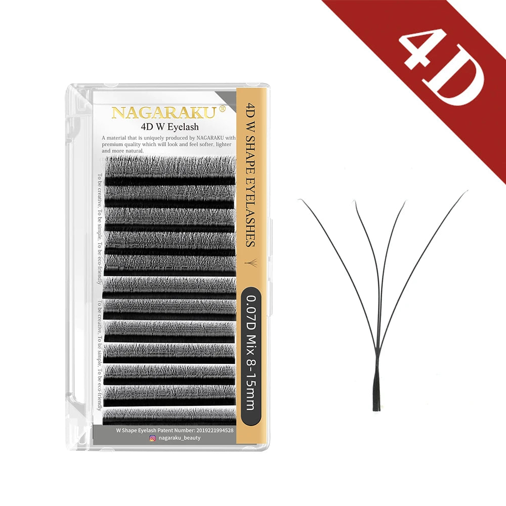 NAGARAKU W Shape مراوح الرموش المصنوعة مسبقًا - 3D / 4D / 5D / 6D Auto Bloom