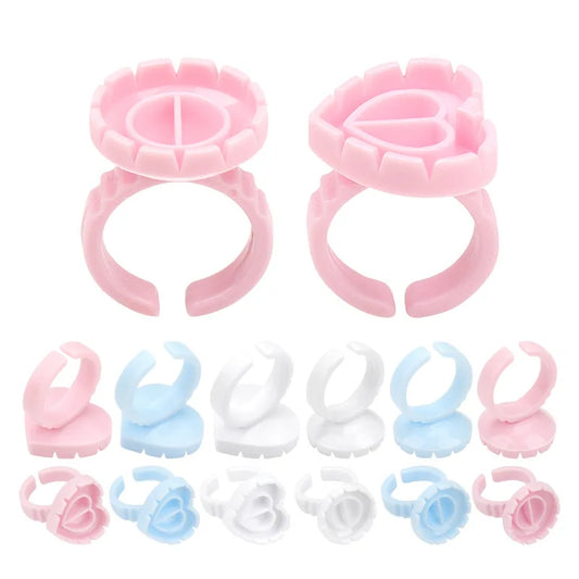 RPXBGUCKARHG 50/100PCS Disposable Eyelash Glue Ring Holders | Lash Extension Tool