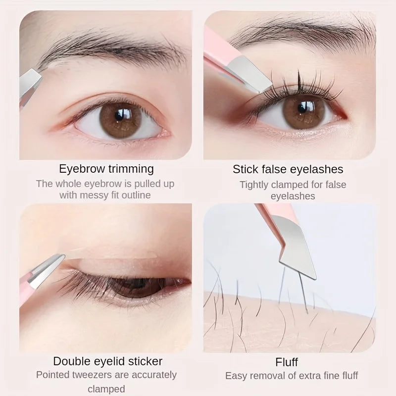 مجموعة ملاقط دقيقة من LuxuryGlow، مكونة من 4 قطع - مجموعة أدوات احترافية لإزالة شعر الحواجب والوجه