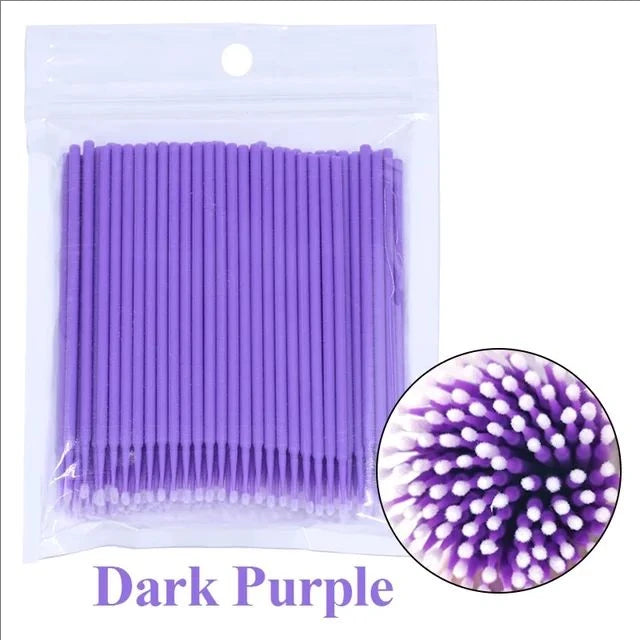 JPNPL MJ 100PCS Microcepillos para Pestañas – Hisopos de Algodón para Limpiar Extensiones de Pestañas