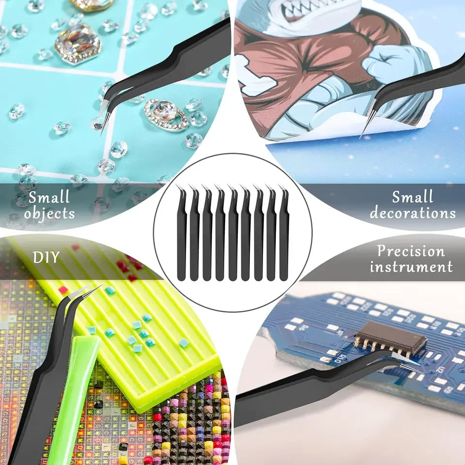 LuxuryGlow Precision Anti-Static Tweezers for Eyelash Extensions & Nail Art