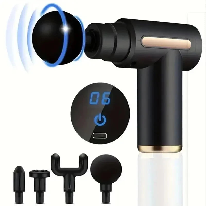 Pistola de masaje fascial eléctrica LuxuryGlow: relajación muscular profunda con pantalla