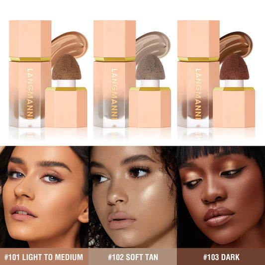 Contorno y corrector líquido LuxuryGlow de 3 colores: resistente al agua, con control de grasa y potenciador facial 3D
