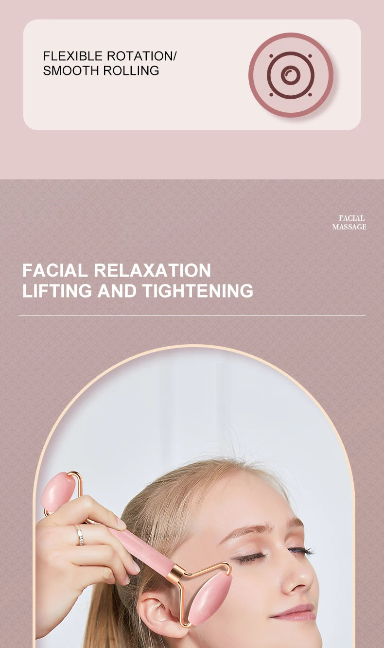 Rodillo masajeador facial de resina 3 en 1 LuxuryGlow: para rostro, cuello y ojos