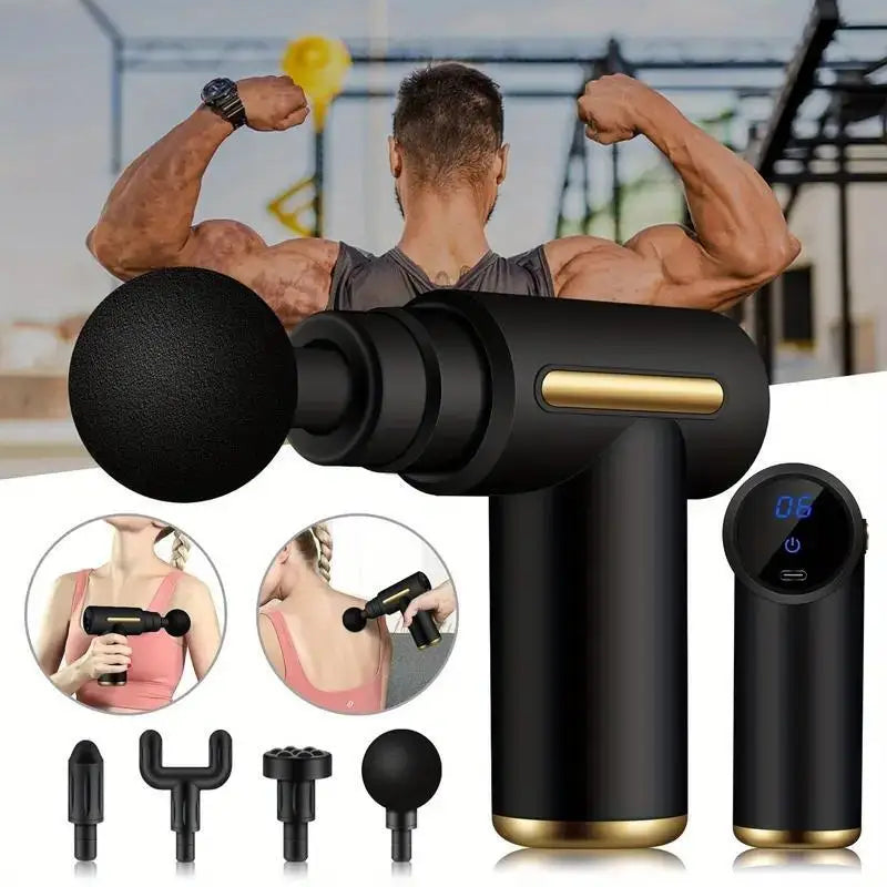 Pistola de masaje fascial eléctrica LuxuryGlow: relajación muscular profunda con pantalla