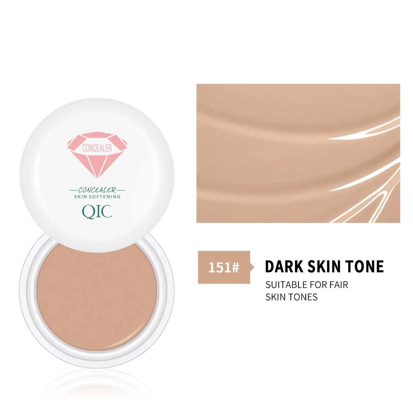 Corrector y crema BB QIC de alta cobertura, resistente al agua: de larga duración y antiojeras.