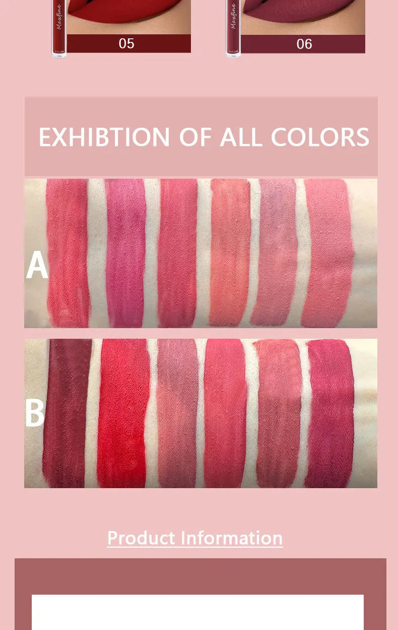 Set de brillo labial mate MAXFINE: 6 labiales resistentes al agua y de larga duración en caja de regalo