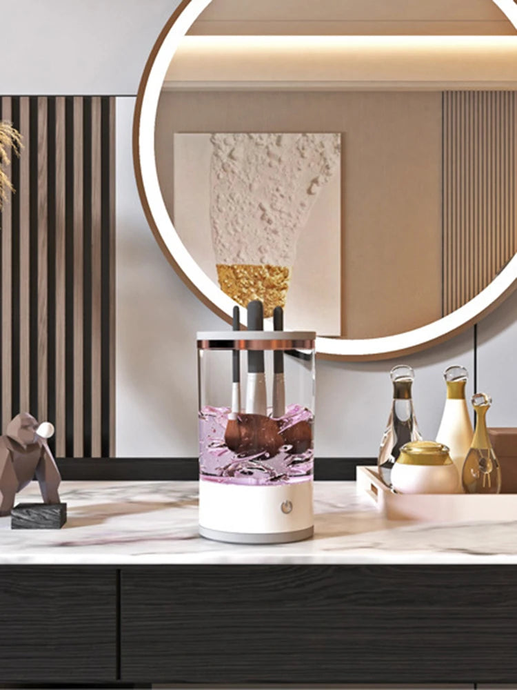 منظف فرش المكياج الدوار الأوتوماتيكي من LuxuryGlow - أداة تنظيف عميق بلمسة واحدة