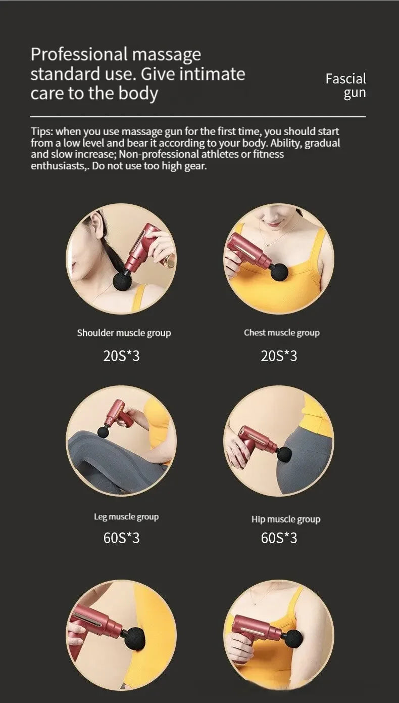 Pistola de masaje fascial eléctrica LuxuryGlow: relajación muscular profunda con pantalla