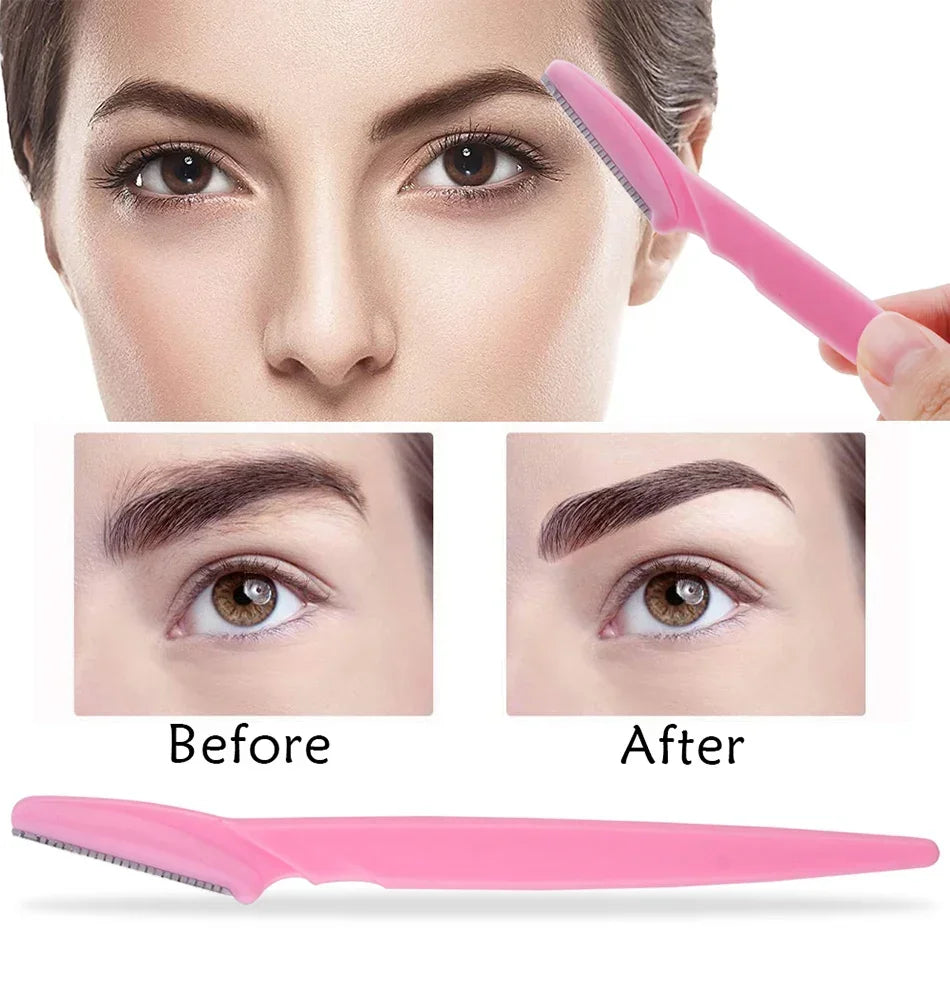 LuxuryGlow - Set de 3/10 afeitadoras recortadoras de cejas seguras: depilación facial de precisión para mujeres