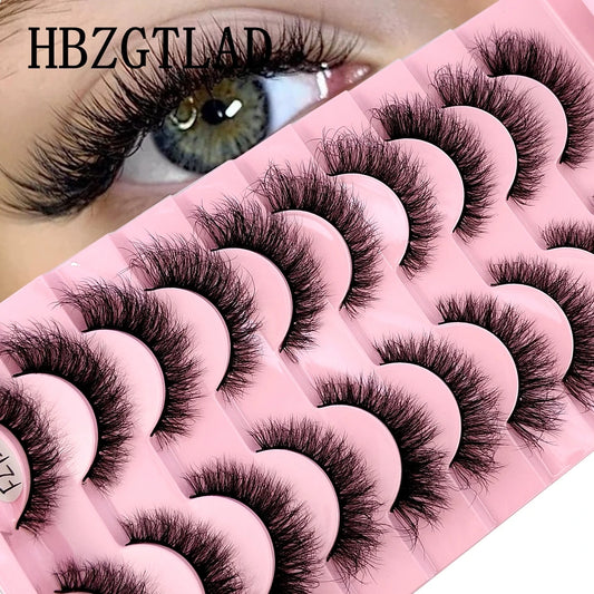 HBZGTLAD  10 Pairs Faux Mink Eyelashes – Handmade, Natural 3D Curl Strip Lashes