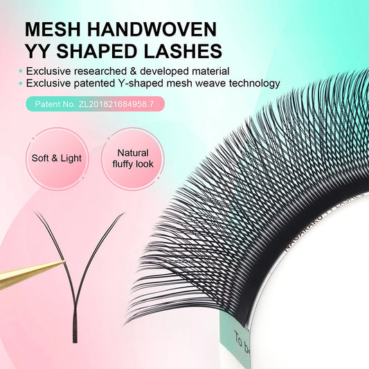 NAGARAKU YY Shape Eyelash Extensions – Double & Triple Tips, Handwoven Natural Look