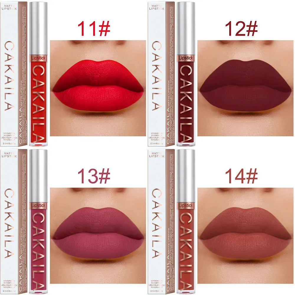 CAKAILA Waterproof Lipstick — Nude, Brown & Matte Red | 24-Hour Long-Lasting
