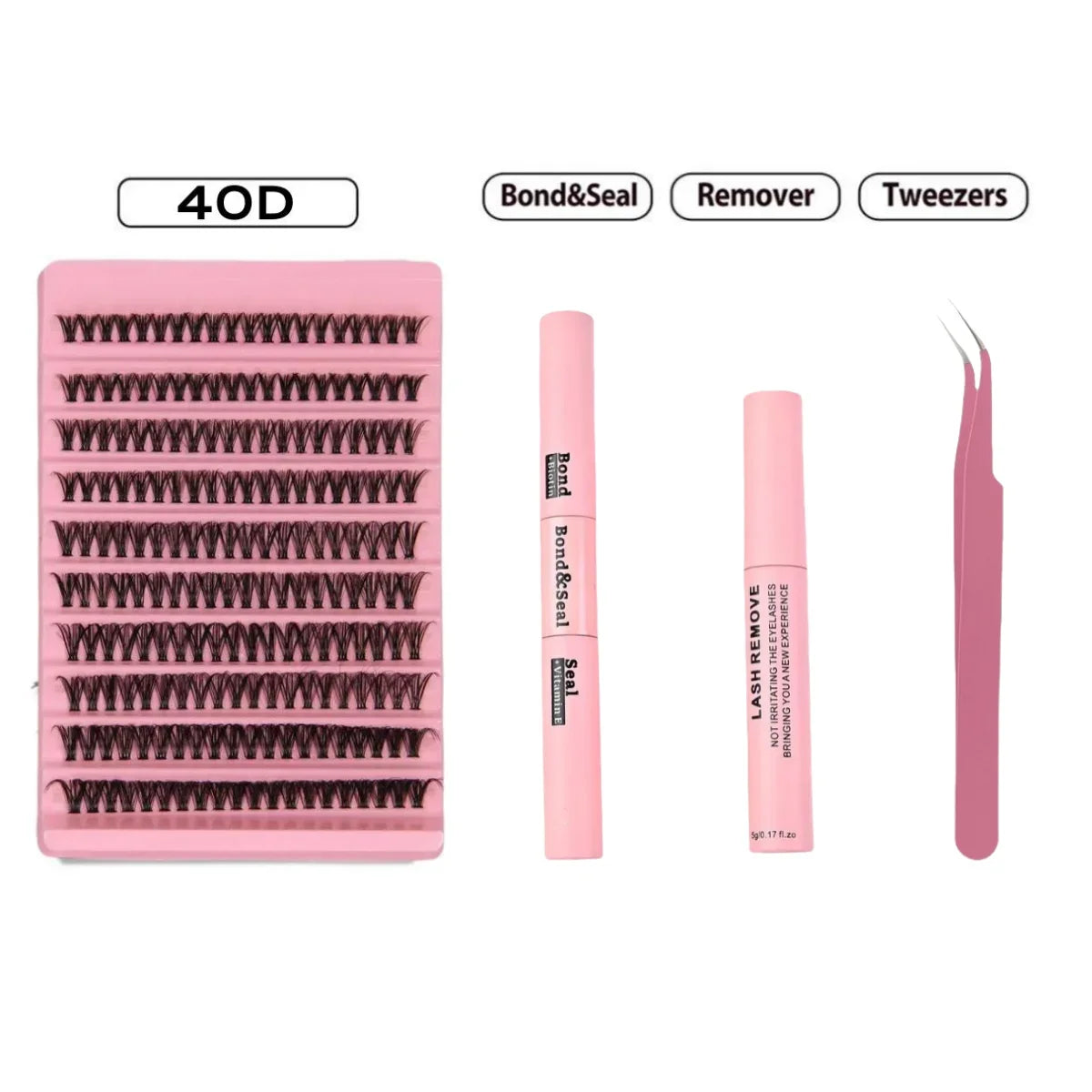 مجموعة تمديد الرموش JPNPL MJ DIY - 200 قطعة من الرموش العنقودية مع غراء الترابط والختم