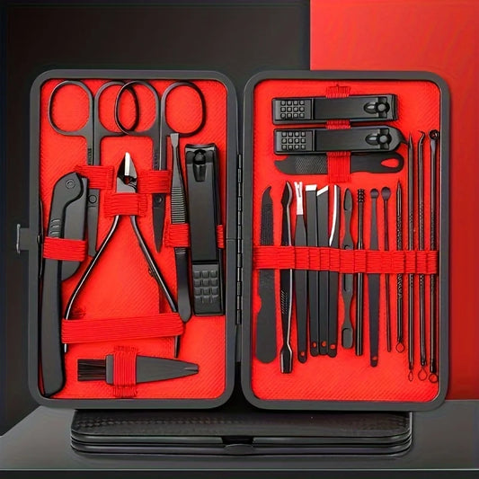 Kit de cortaúñas profesional LuxuryGlow (7-24 piezas) | Set de cuidado personal de acero inoxidable para hombres y mujeres