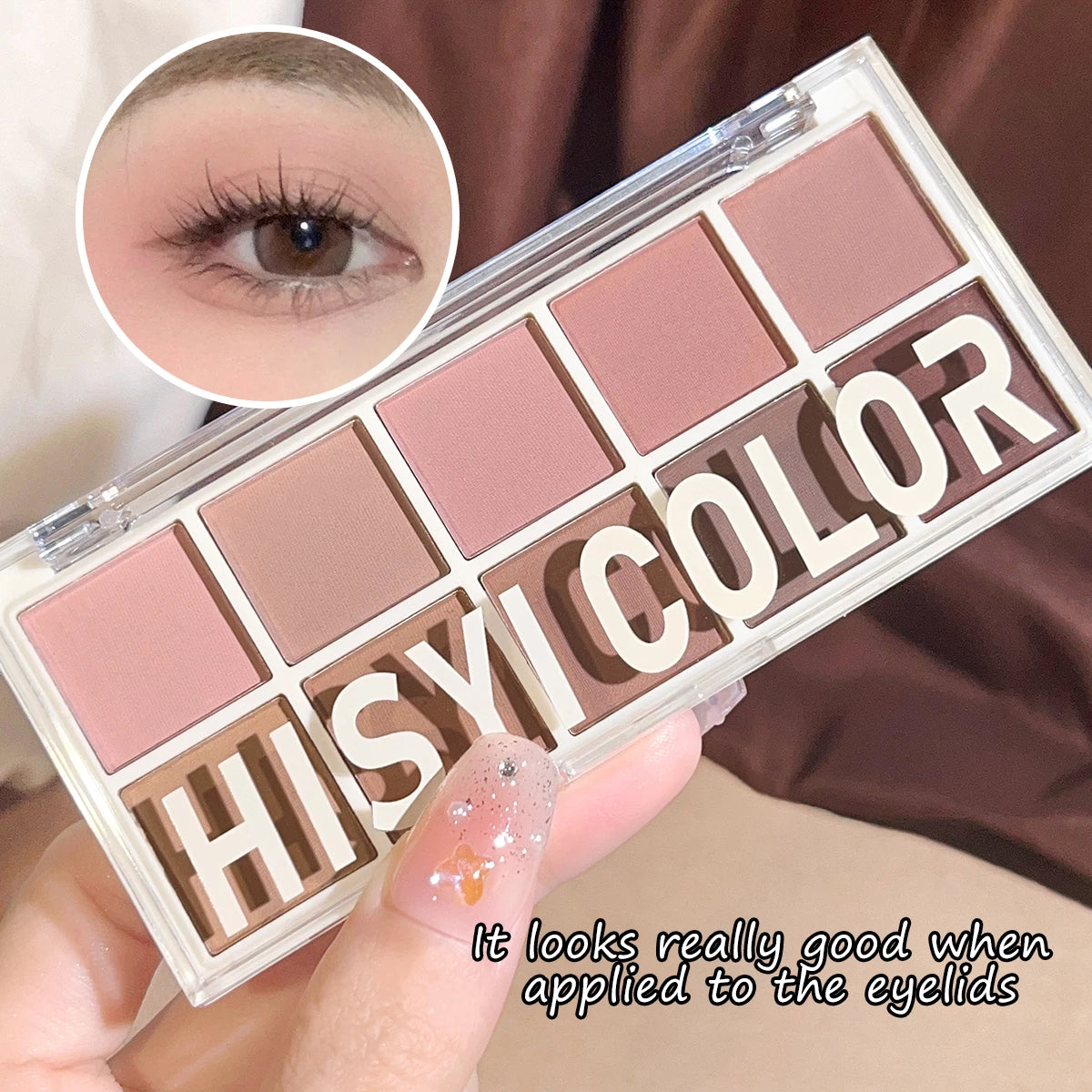 HISYI 10-Color Eyeshadow Palette – Matte, Shimmer & Glitter Waterproof Long-Lasting