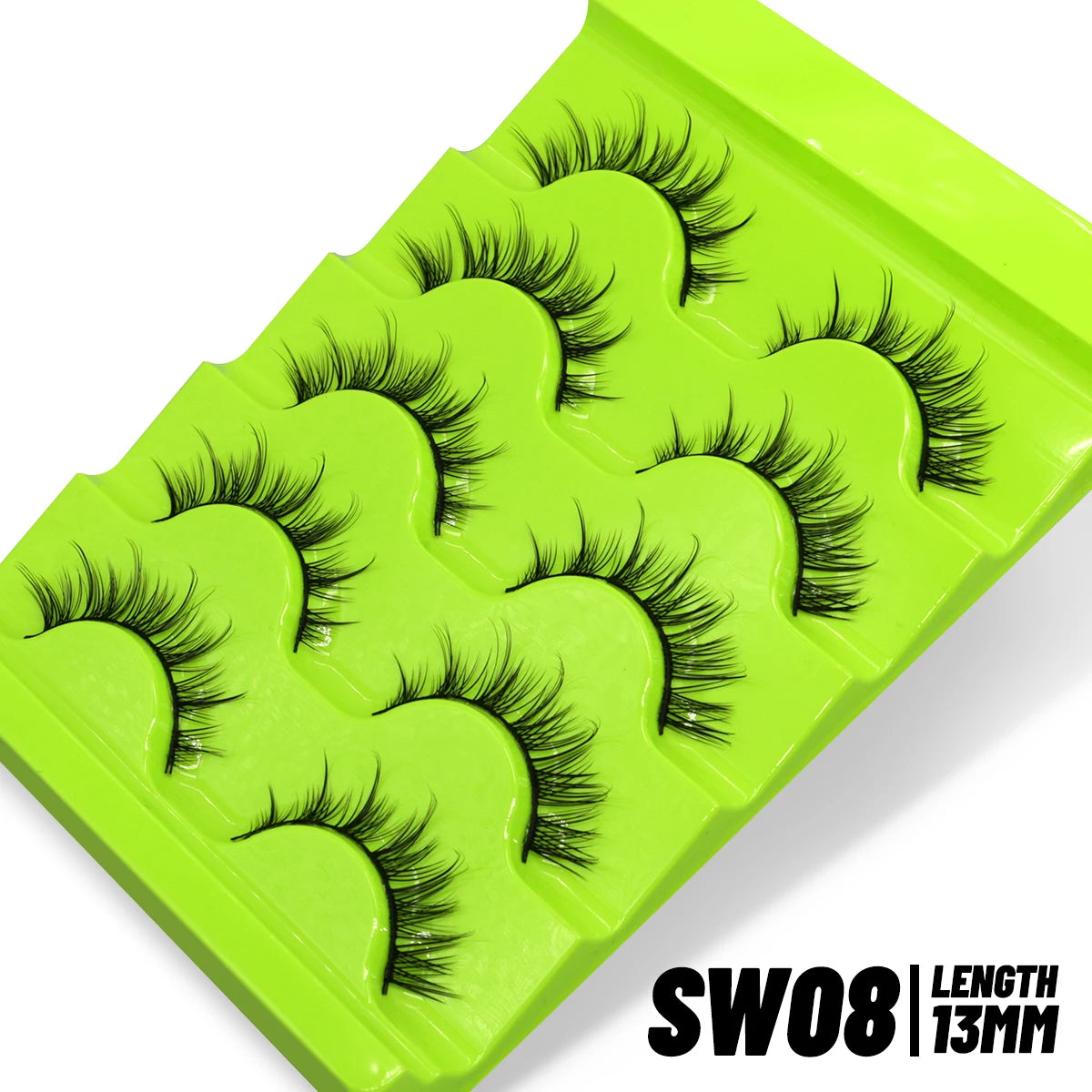 GROINNEYA Cat Eye Wispy Lashes – 5/6 Pairs Clear Band Natural 6D Eyelash Extensions
