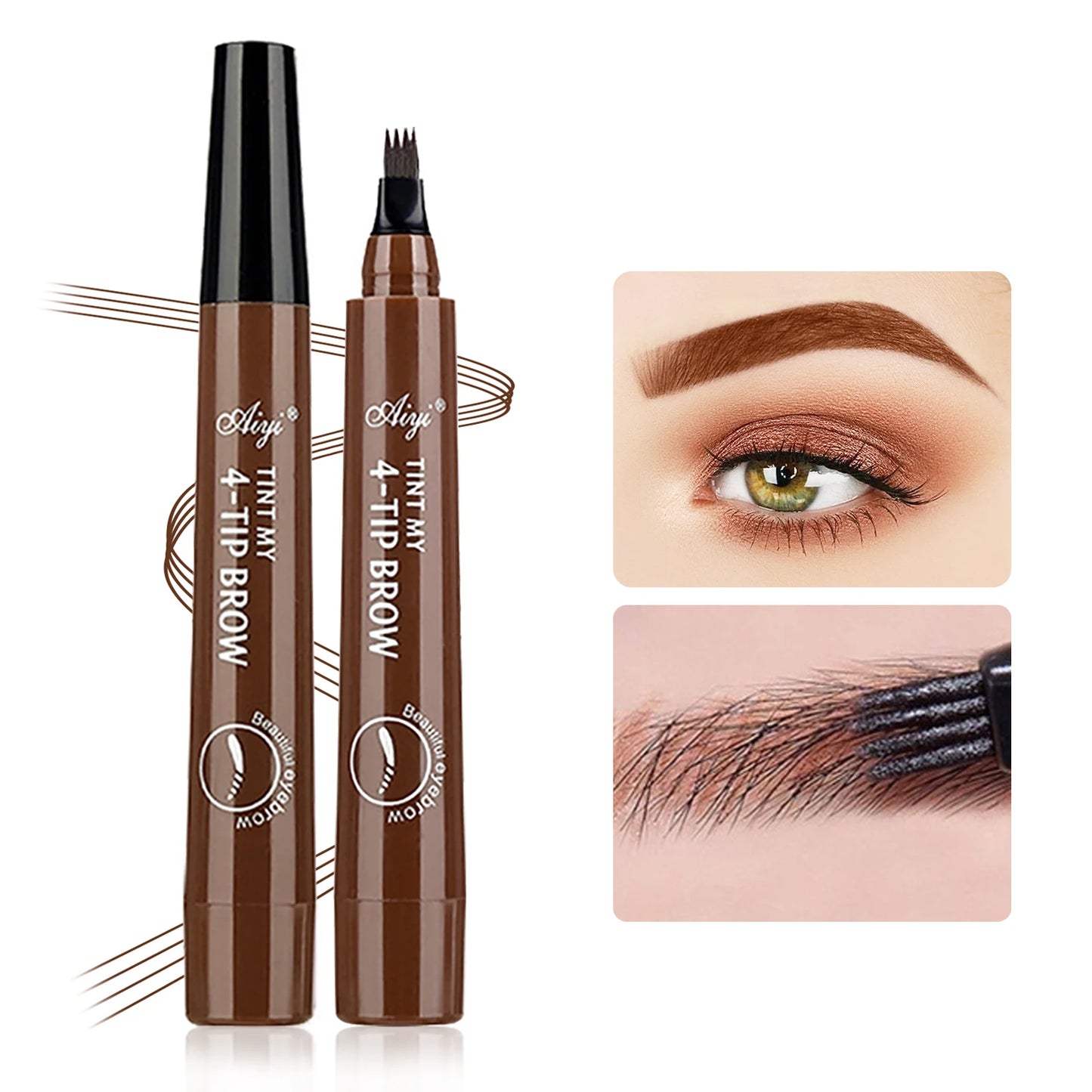 Lápiz de cejas Luxury Glow de 4 puntas, resistente al agua: efecto microblading natural, de larga duración.