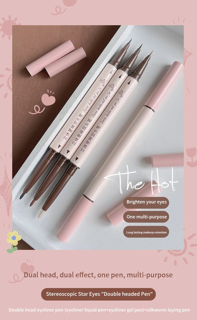 MAXFINE Double-Head Eyeliner Pen – Waterproof Fine Tip & Eye Brightener