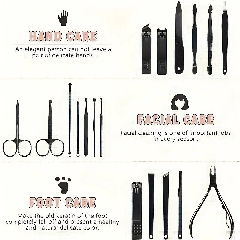 LuxuryGlow 7–24PCS Professional Nail Clippers Kit | Stainless Steel Grooming Set for Men & Women